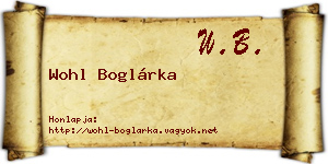 Wohl Boglárka névjegykártya
